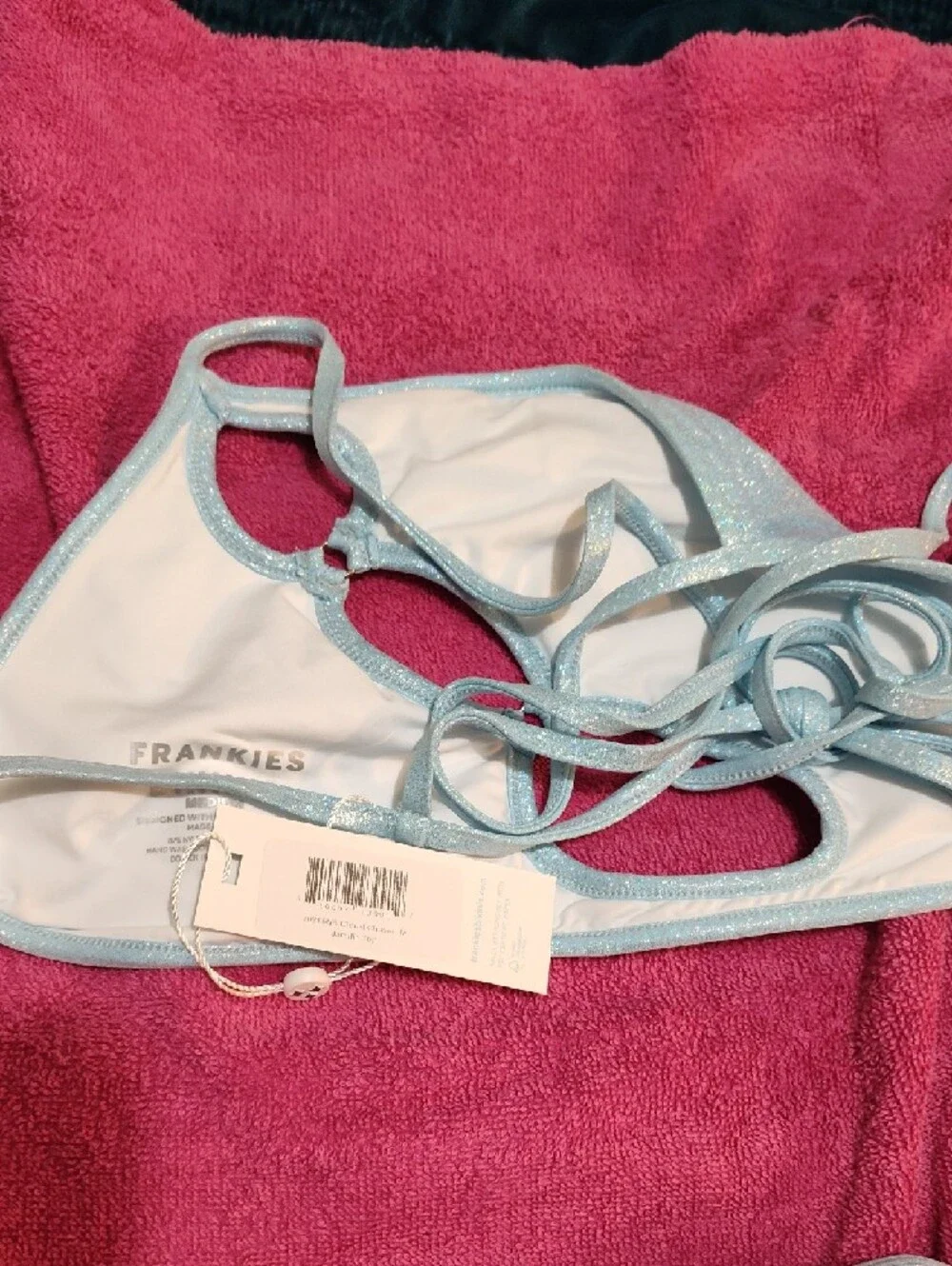 Frankie's Bikinis Light Blue Shimmer Top And Skirt